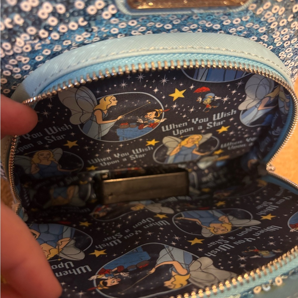 Loungefly Disney Sequin Sparkle Light Up Pinocchio Fairy Mini Backpack - Picture 5 of 14